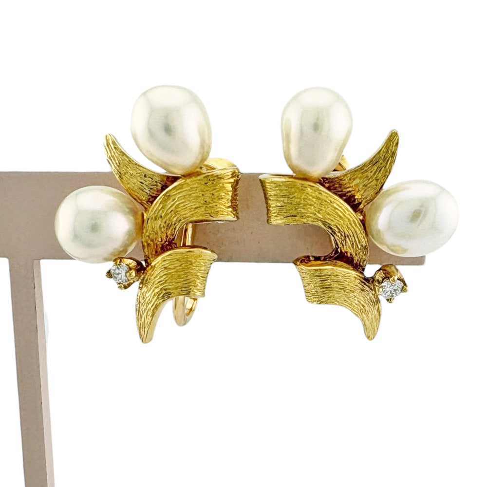 MIKIMOTO ミキモト イヤリング 18金 K18イエローゴールド パール 