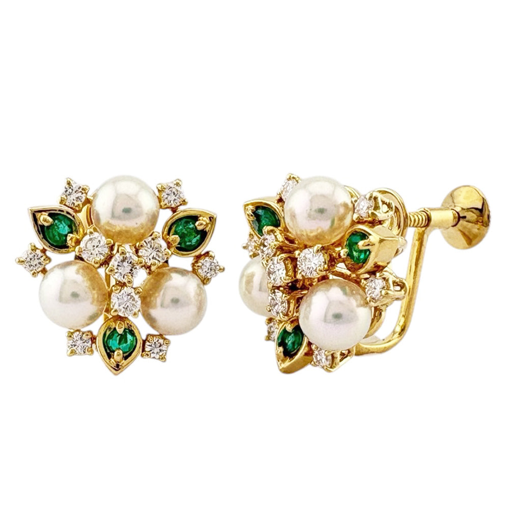 MIKIMOTO スパイラル ダングルイヤリング MIKIMOTO ミキモト イヤリング 18金 K18イエローゴールド パール