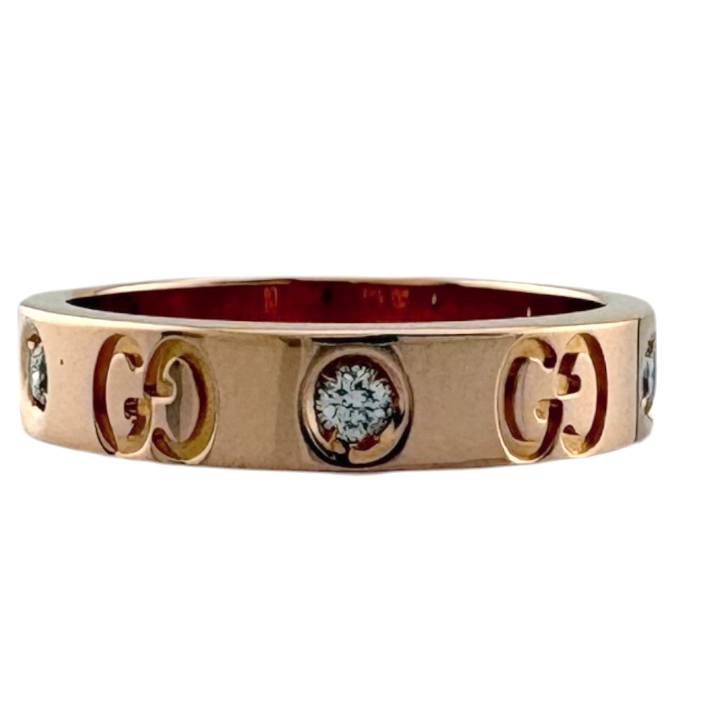 【GUCCI 美品 】k18ダイヤ1P リング定価￥126,500 GUCCI グッチ アイコン ダイヤモンド リング 指輪 9.5号 18金 K18