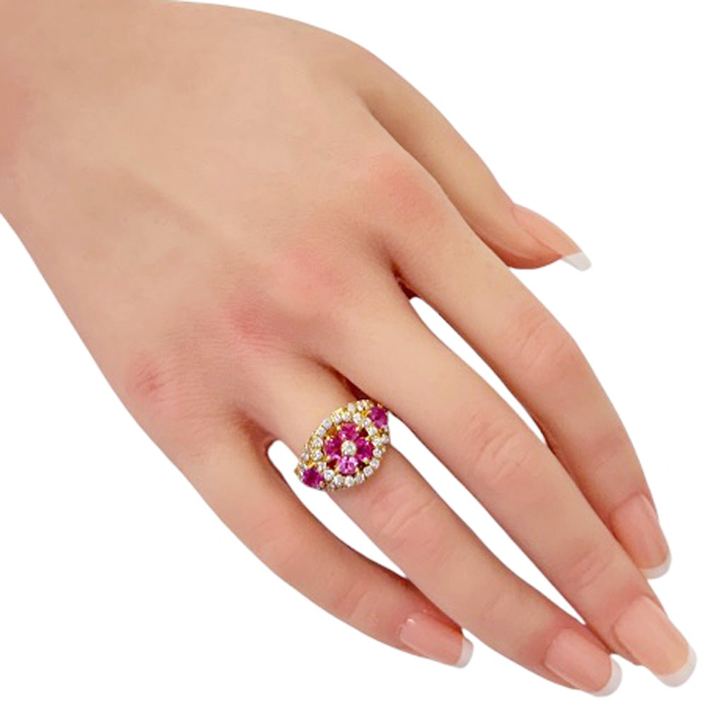 Ponte Vecchio Ring Ring Size 11.5 18K K18 Yellow Gold Pink