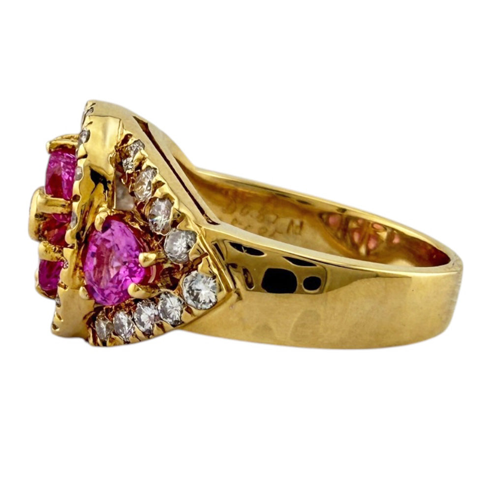 Ponte Vecchio Ring Ring Size 11.5 18K K18 Yellow Gold Pink
