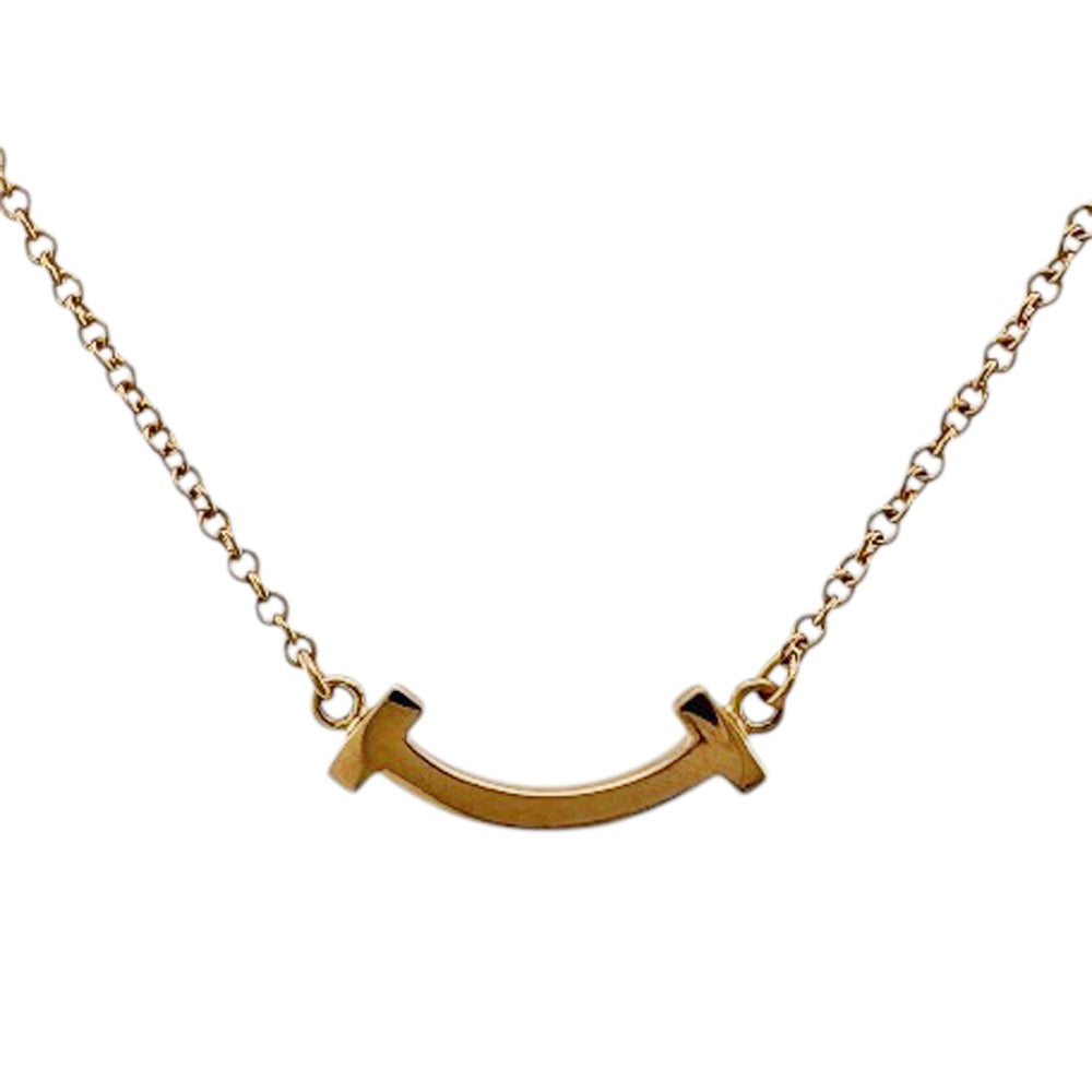TIFFANY&Co. Tiffany T Smile Necklace 18K K18 Pink Gold Women's
