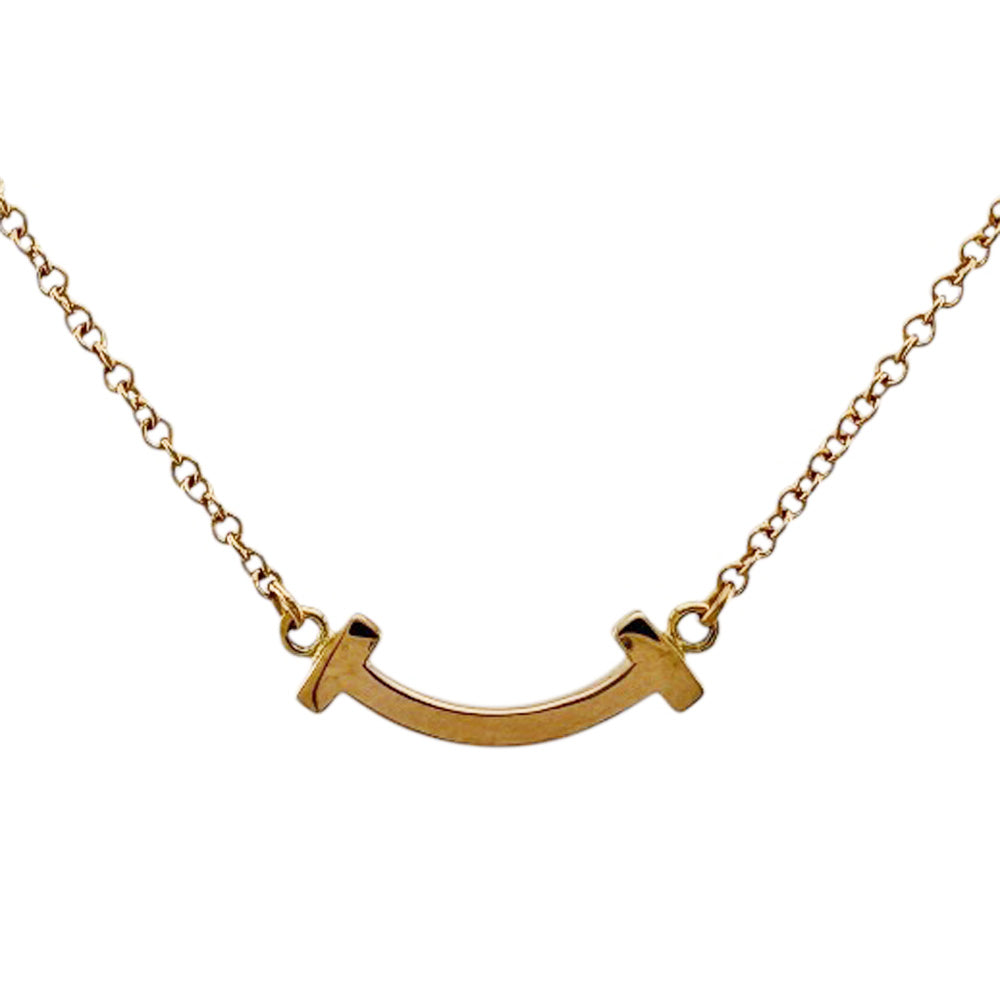 TIFFANY&Co. Tiffany T Smile Necklace 18K K18 Pink Gold Women's