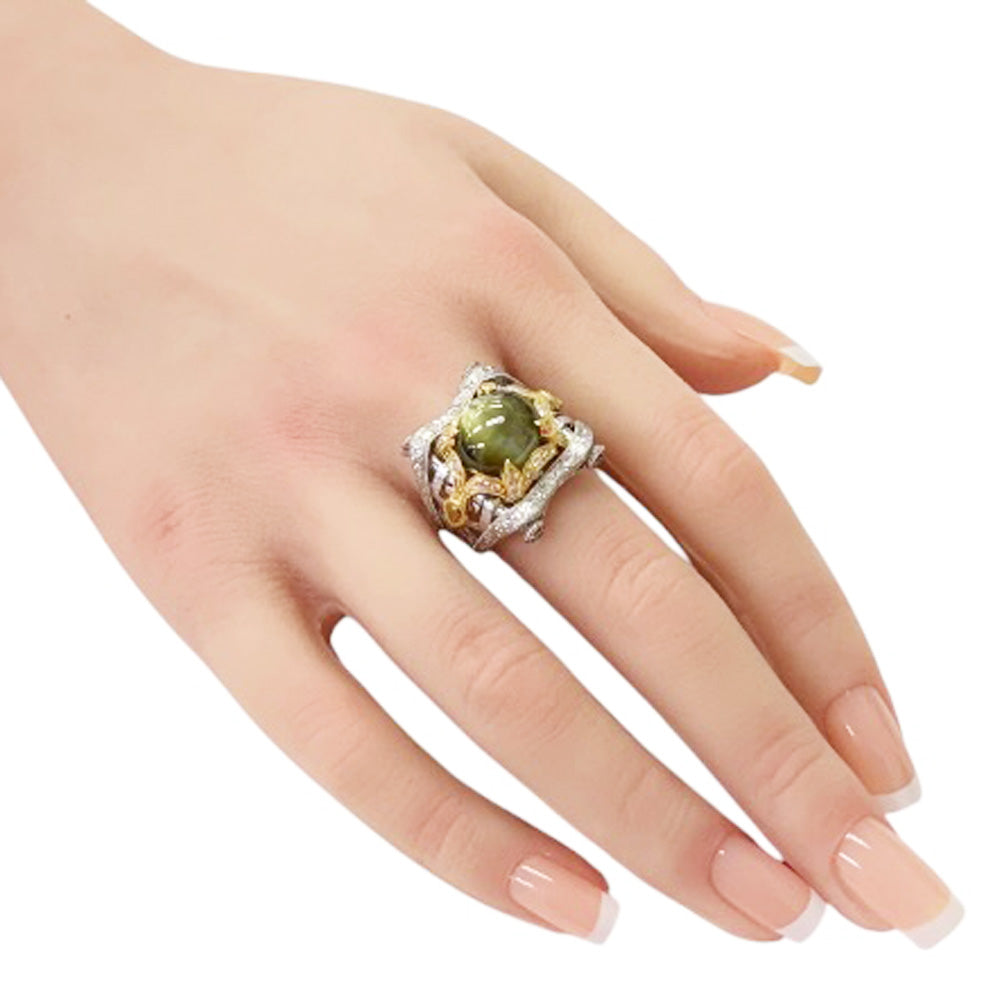 MITSUO KAJI Ring Ring No. 16 Pt900 Platinum Cat's Eye Ladies Used