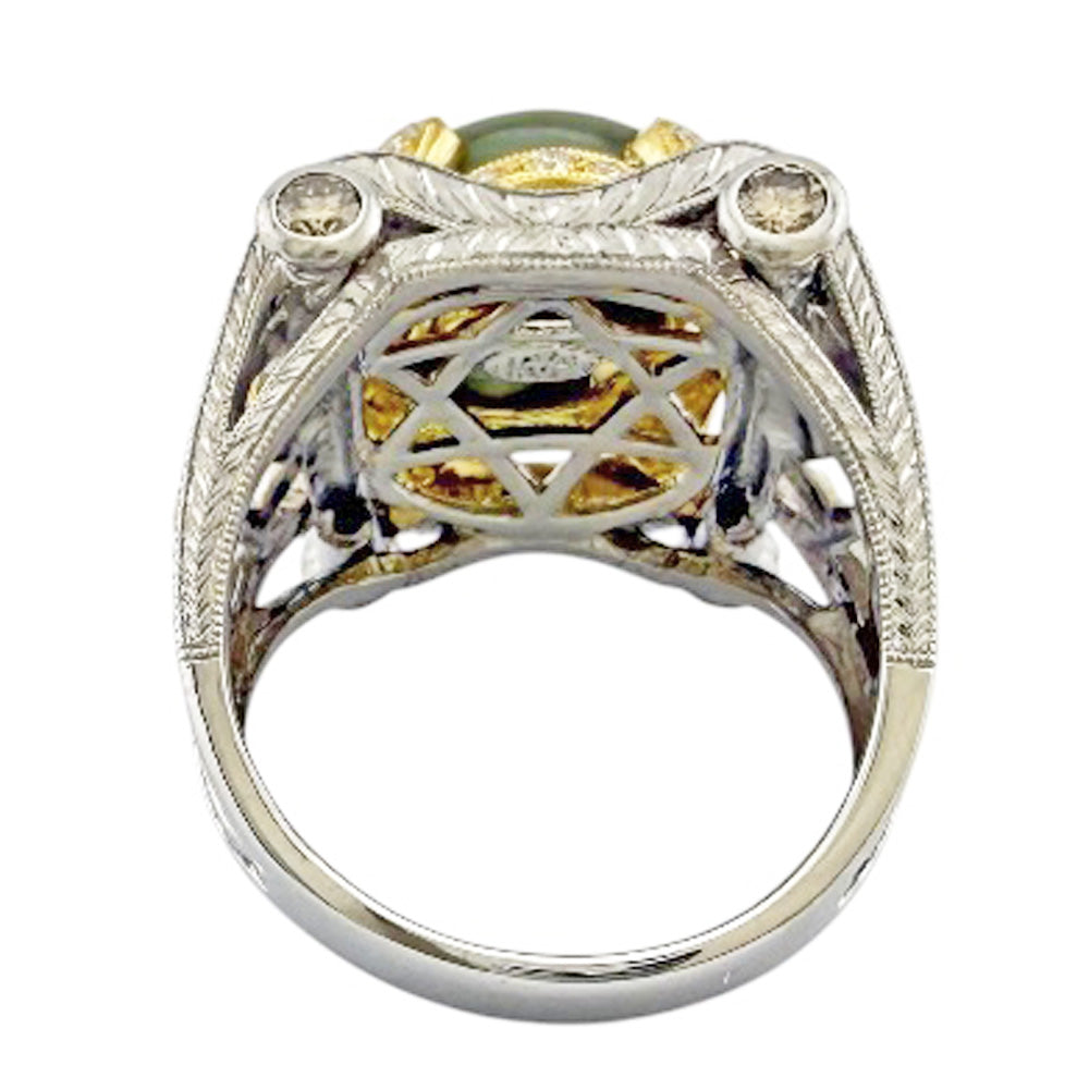 MITSUO KAJI Ring Ring No. 16 Pt900 Platinum Cat's Eye Ladies Used