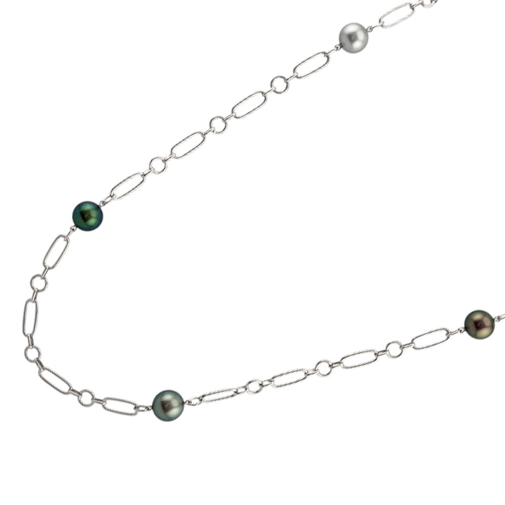ミキモト*パールクリアボール レザーコードネックレス アンティーク ヴィンテージ MIKIMOTO ミキモト モールスコード ネックレス 18金 K18ホワイト