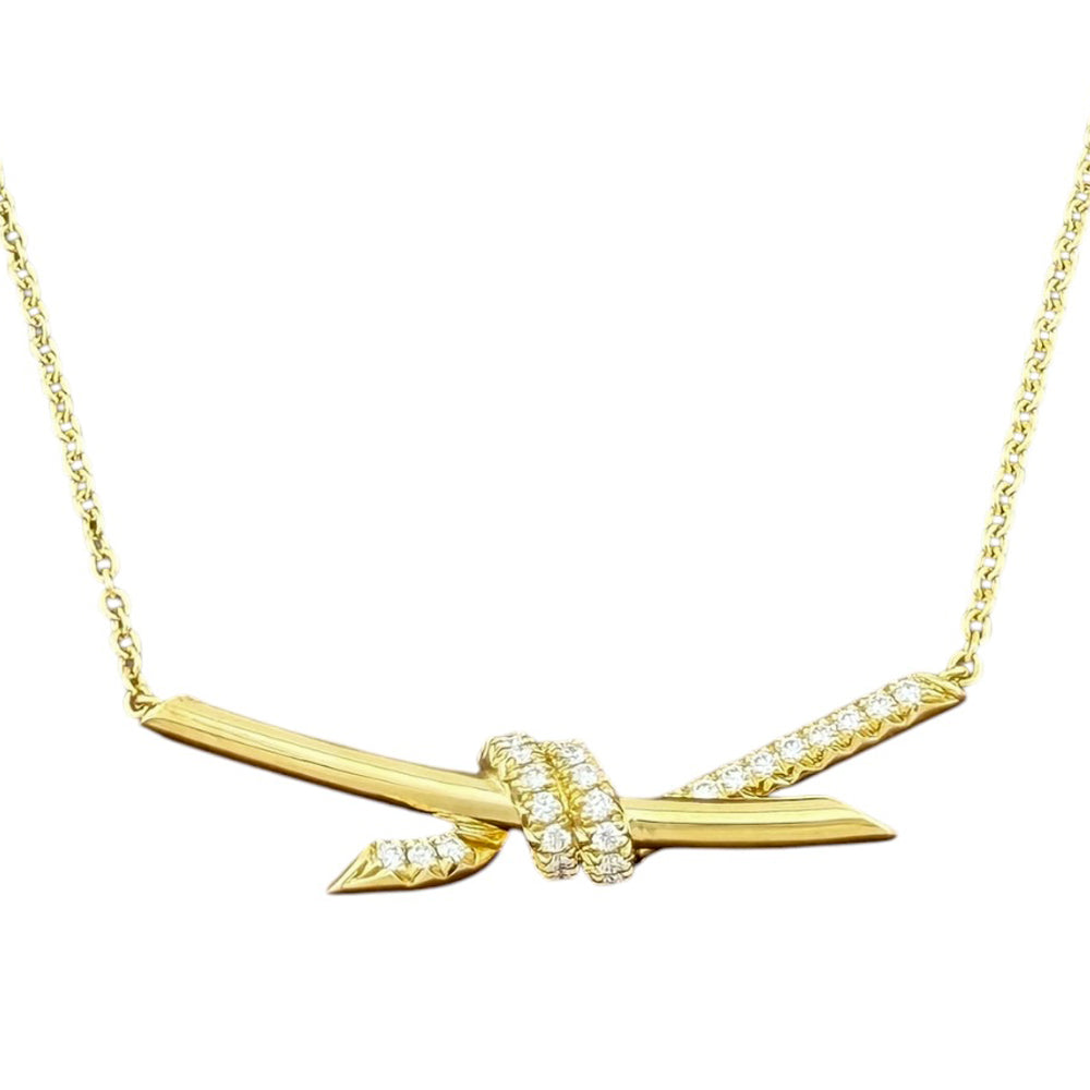 廃盤超希少品☆ティファニーK18YGツイストノットネックレス☆エメラルド TIFFANY&Co. ティファニー ノット ネックレス 18金 K18イエロー
