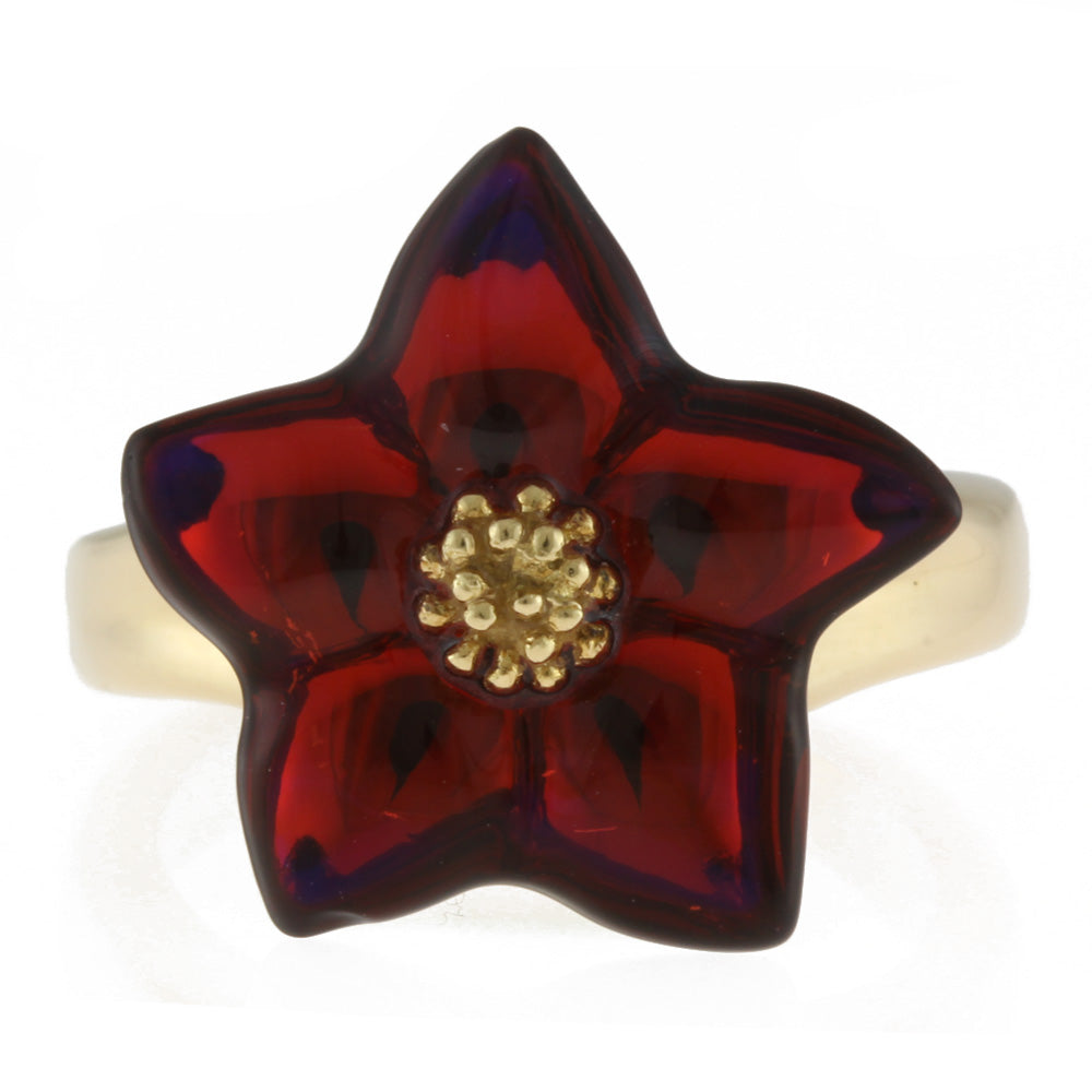 中古】 バカラ Baccarat K18 リング 指輪 クリスタル フラワー 花 12.5