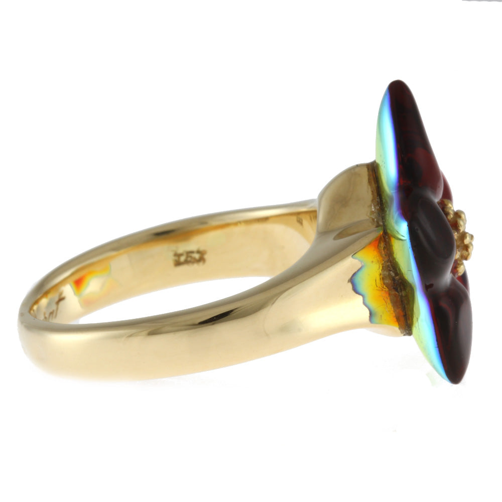 中古】 バカラ Baccarat K18 リング 指輪 クリスタル フラワー