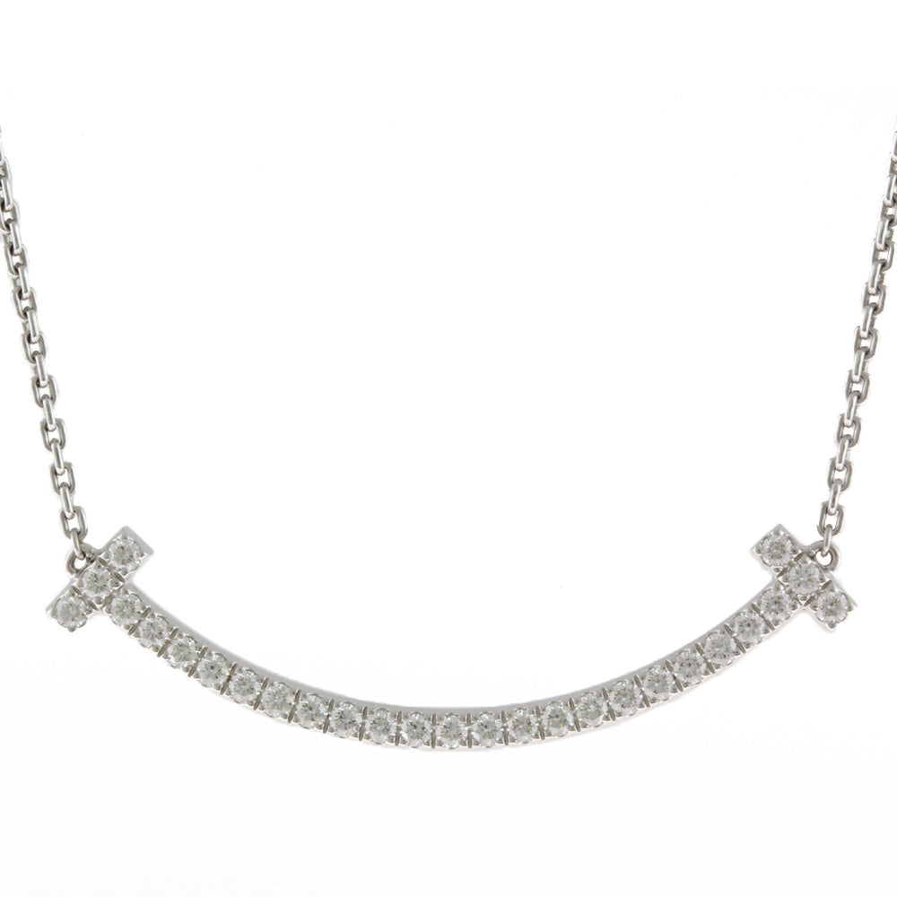 Tiffany T Smile Medium Necklace 18K Diamond Women's Used