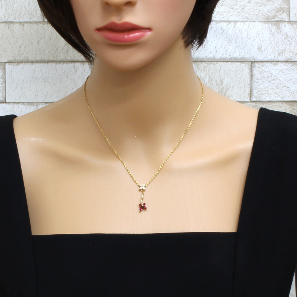 ポーラ POLA ネックレス 18金 K18ゴールド ルビー0.50ct ダイヤモンド 