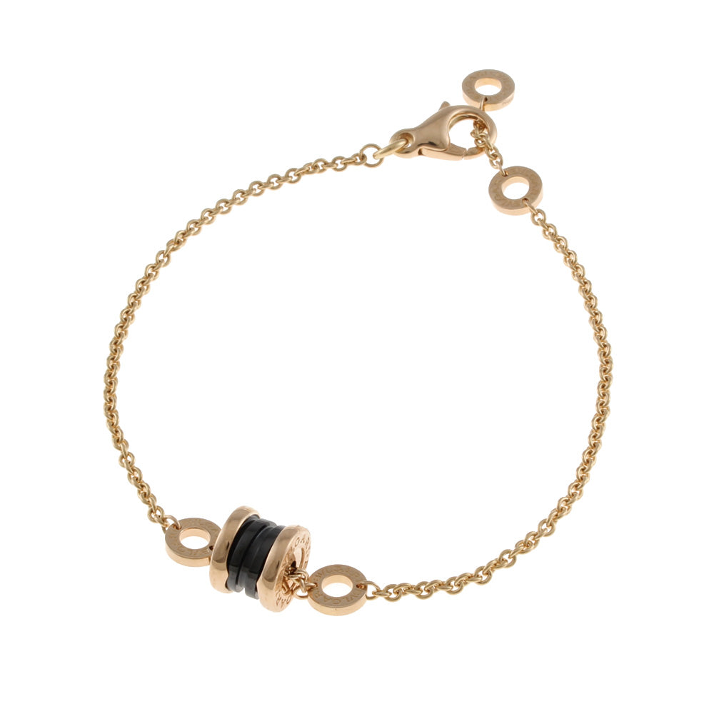 BVLGARI B-zero.1 B-zero1 Black Ceramic Bracelet 18K K18 Pink Gold