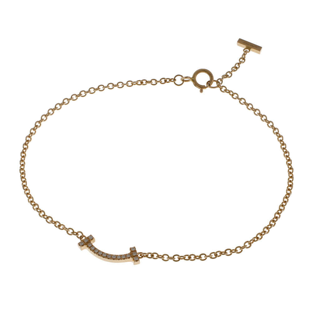 Tiffany T Smile Bracelet 18K Yellow Gold Diamond Women's Used