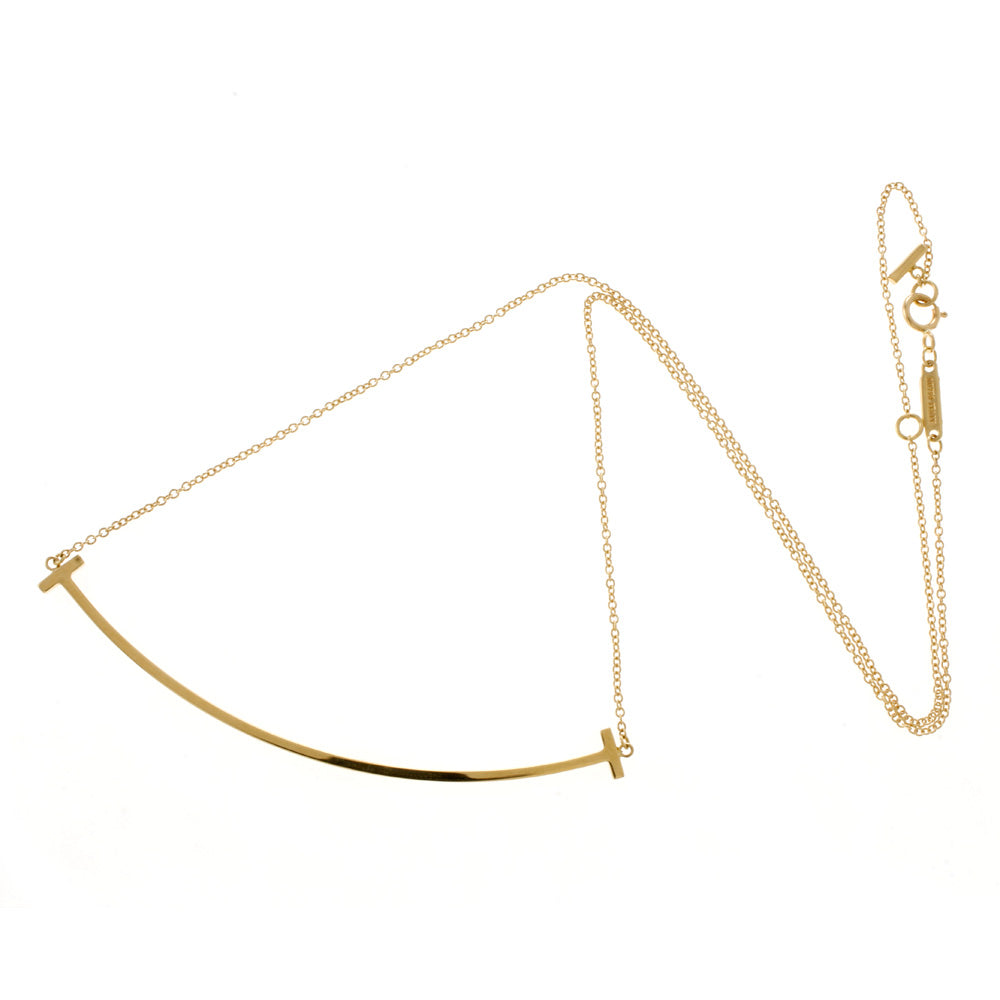 TIFFANY&Co. Tiffany T Smile Necklace 18K Yellow Gold Women's