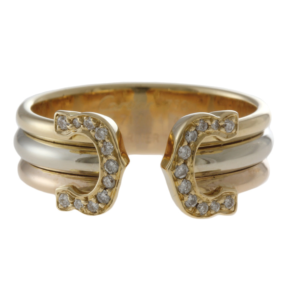 カルティエ Cartier 2C リング #49 9.5号 LM K18 750 YG WG PG 指輪 箱付き CARTIER カルティエ 2C リング 指輪 ダイヤモンド #49 9.5号