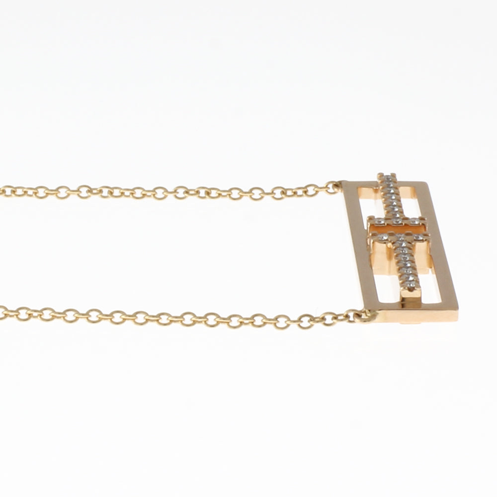 Tiffany & Co. T TWO Open Vertical Necklace 18K K18 Pink Gold