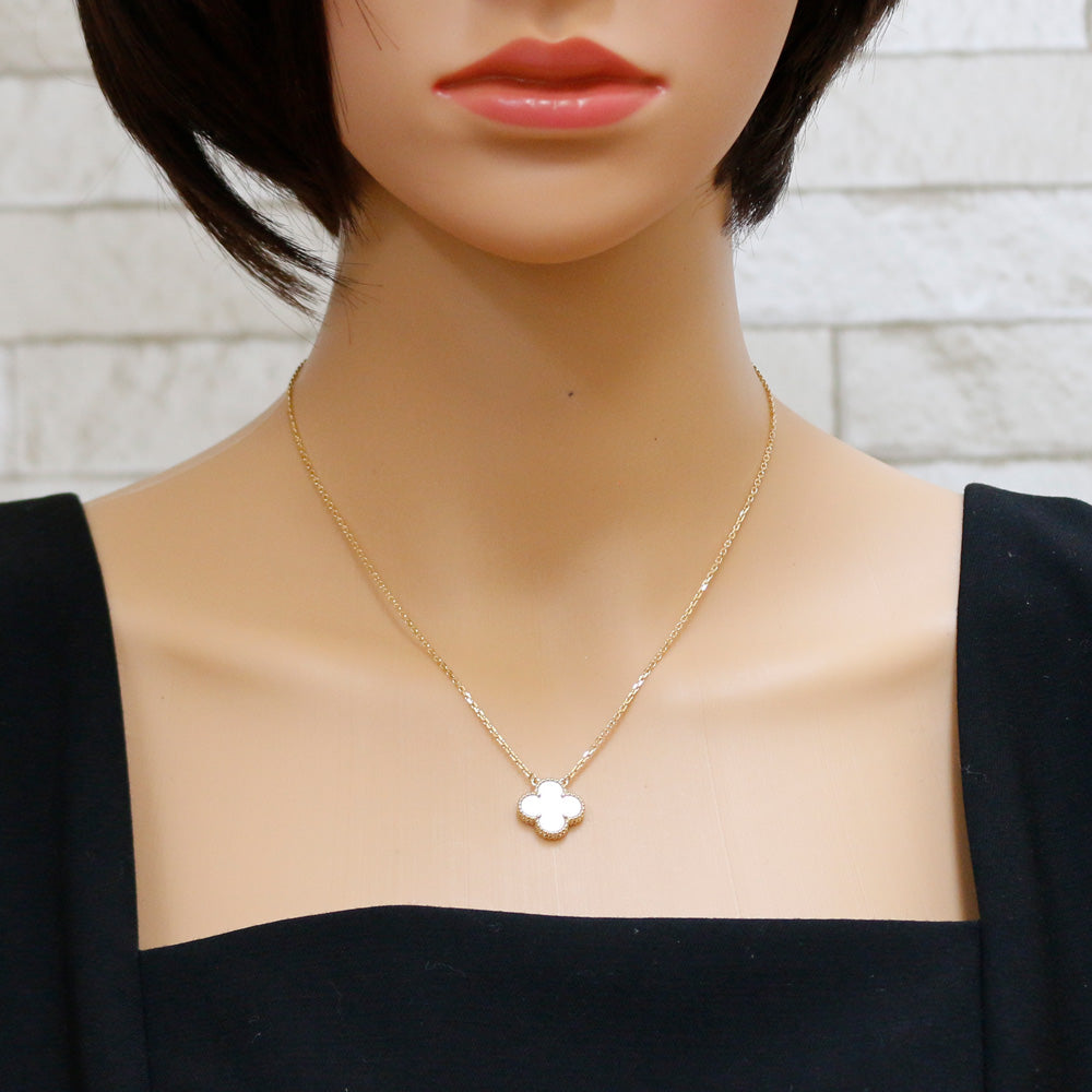 Vintage Alhambra Necklace Van Cleef Arpels White Gold Mother-of