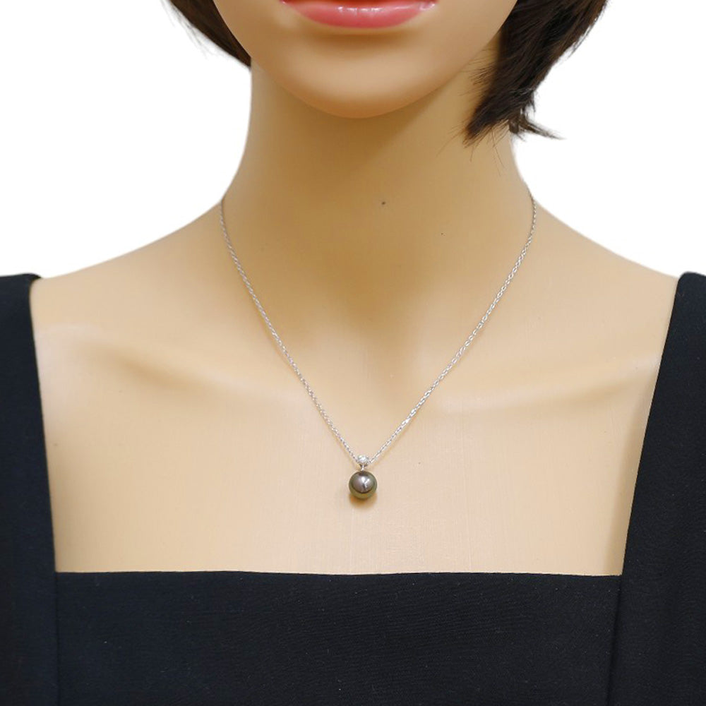 MIKIMOTO ミキモト ネックレス 18金 K18ホワイトゴールド パール レディース 中古