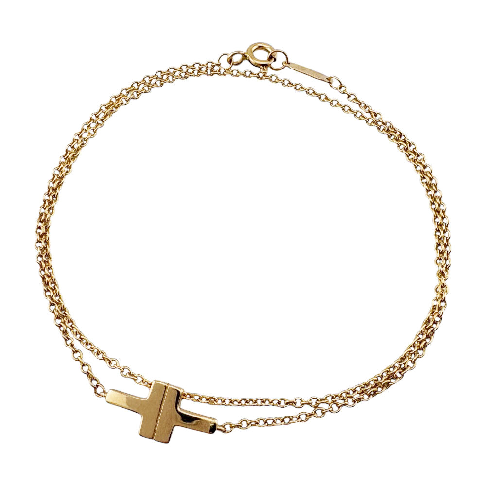 TIFFANY&Co. Tiffany T TWO Double Chain Bracelet 18K K18 Pink Gold