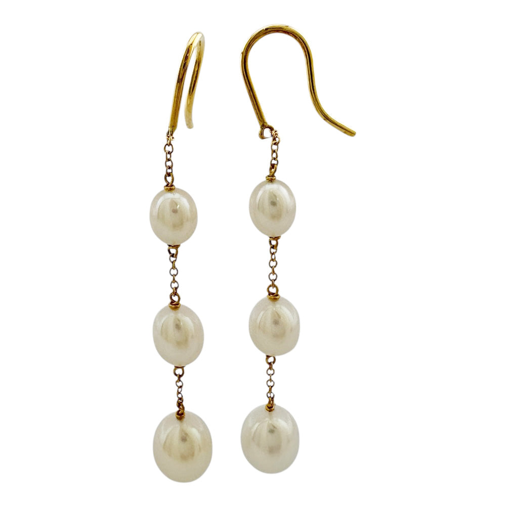 Tiffany Pearl by the Yard Chain Earrings 18K K18