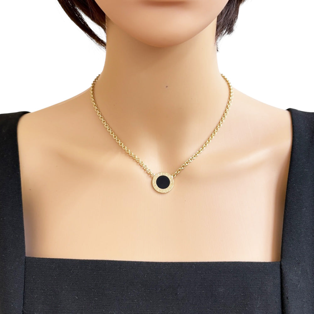 BVLGARI Bvlgari Bvlgari Necklace 18K K18 Yellow Gold Onyx Unisex Used