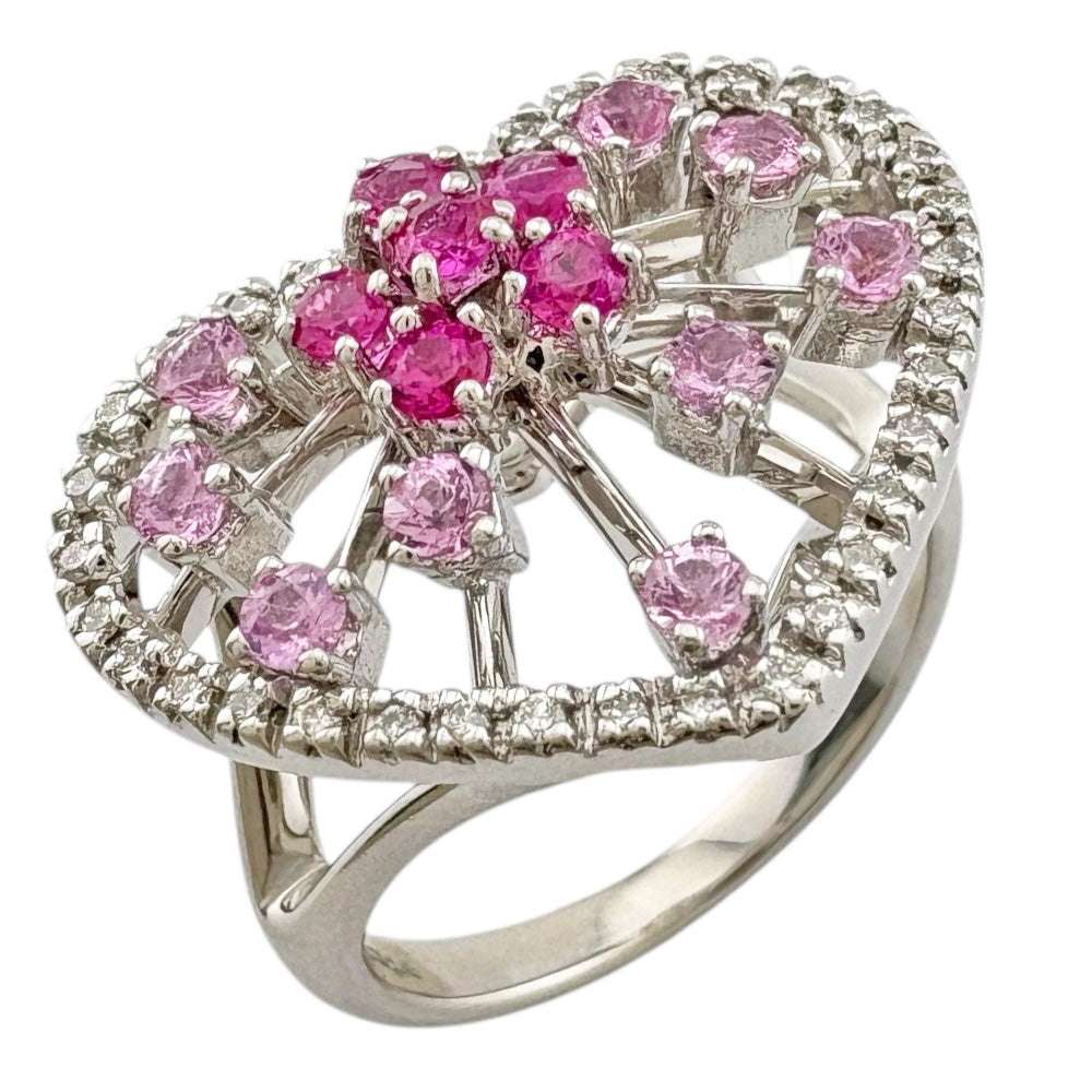 K18WG ダイヤモンドハートリング k18WG ダイヤモンド0.08ct クレージュ