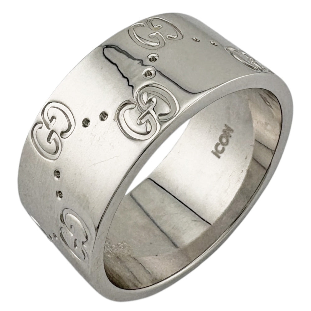 GUCCI グッチ アイコン ワイド リング 指輪 16号 18金 K18ホワイト