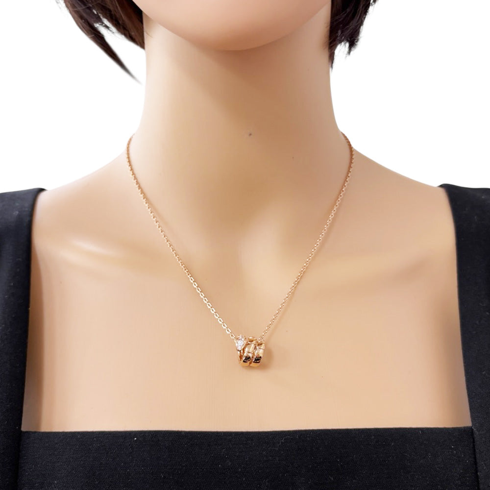 BVLGARI Bvlgari Serpenti Viper Necklace 18K K18 Pink Gold Diamond