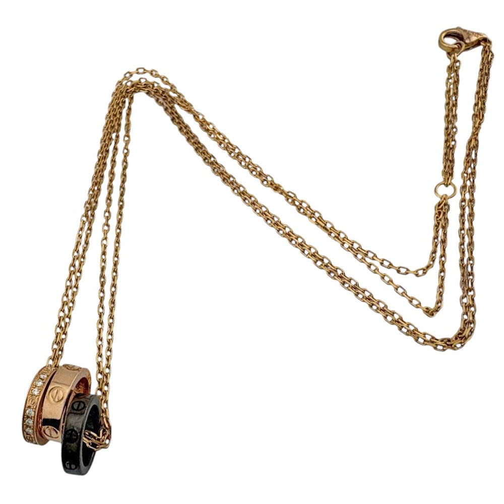 CARTIER カルティエ ラブ スリーフープ ネックレス 18金 K18ピンク