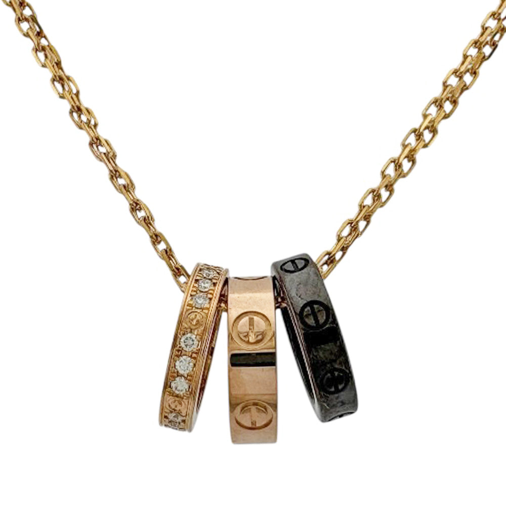 CARTIER カルティエ ラブ スリーフープ ネックレス 18金 K18ピンク 