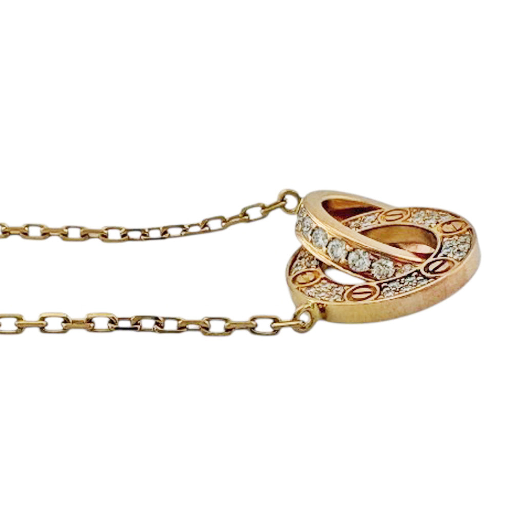 カルティエ ラブ サークル ダイヤモンド ネックレス K18ピンクゴールド CARTIER カルティエ ラブサークル ネックレス 18金 K18ピンクゴールド