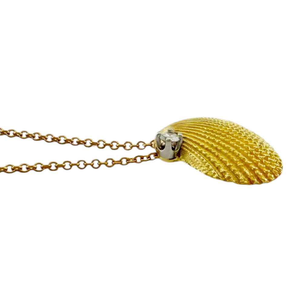 TIFFANY&Co. Tiffany Shell Necklace 18K K18 Yellow Gold Diamond
