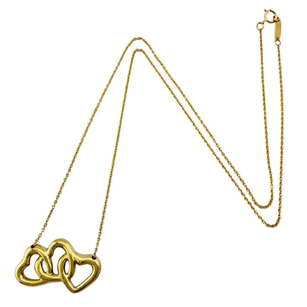 TIFFANY&Co. Tiffany Triple Heart Necklace 18K K18 Yellow Gold