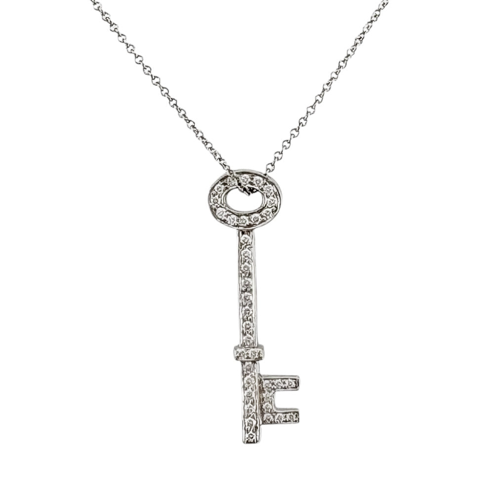 SaE TIFFANY&Co. PT950 キー ネックレス 箱付き TIFFANY&Co. ティファニー オーバルキー ネックレス Pt950プラチナ
