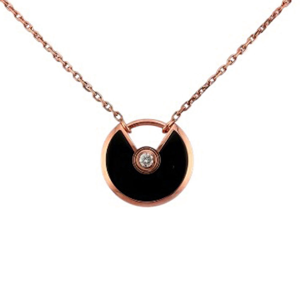CARTIER Cartier Amulet Necklace 18K K18 Pink Gold Onyx Women's
