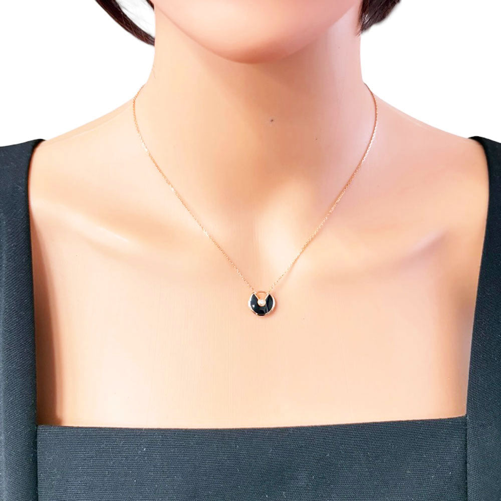 アクセサリー Cartier CARTIER Cartier Amulet Necklace 18K K18 Pink Gold Onyx Women's
