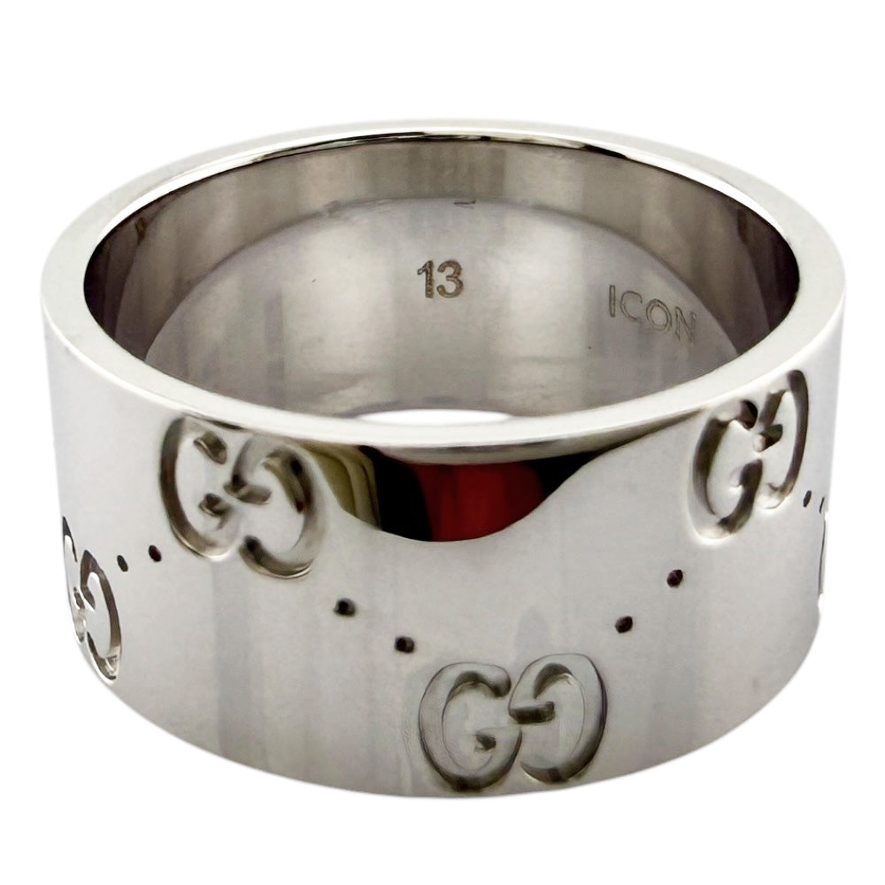 GUCCI グッチ アイコン ワイド リング 指輪 12.5号 18金 K18ホワイト