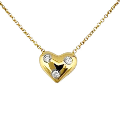 リーフ(ハート型) ピアス&　ペンダントトップ ダイヤ付き 2点セット18金 TIFFANY&Co. ティファニー ドッツ ピンチド ハート ネックレス 18金