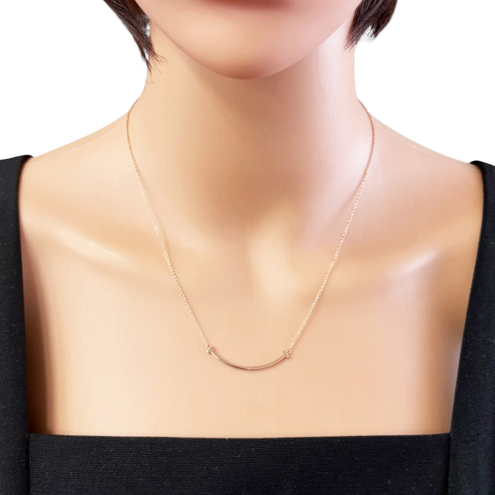 け*ー様 Tiffany&Co. T Smile Necklace 18K Go TIFFANY&Co. Tiffany T Smile Necklace 18K K18 Pink Gold Used
