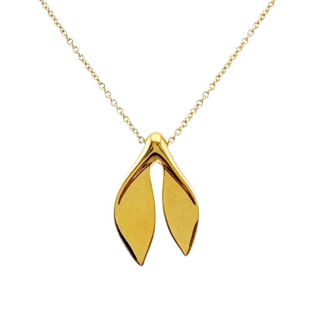 TIFFANY&Co. Tiffany Leaf Fin Necklace 18K K18 Yellow Gold Women's