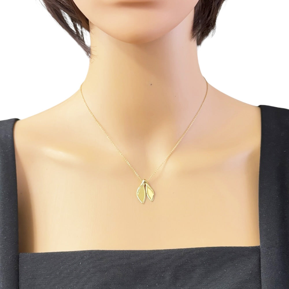 TIFFANY&Co. Tiffany Leaf Fin Necklace 18K K18 Yellow Gold Women's