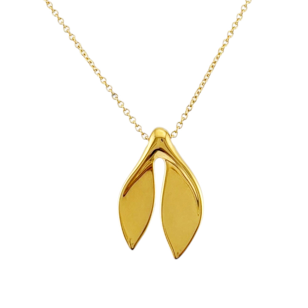 TIFFANY&Co. Tiffany Leaf Fin Necklace 18K K18 Yellow Gold Women's