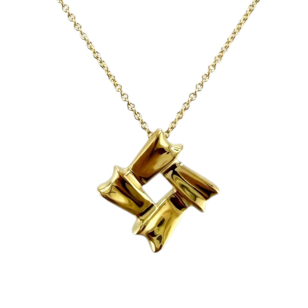 TIFFANY&Co. ティファニー ボウ リボン スクエア ネックレス 18金 K18