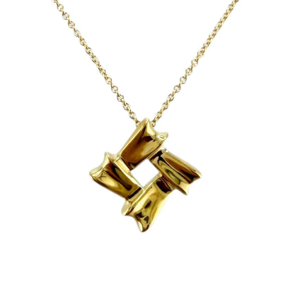 TIFFANY&Co. ティファニー ボウ リボン スクエア ネックレス 18金 K18