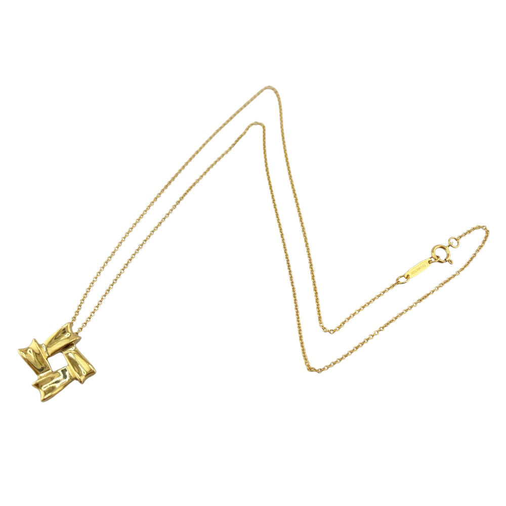 TIFFANY&Co. ティファニー ボウ リボン スクエア ネックレス 18金 K18 