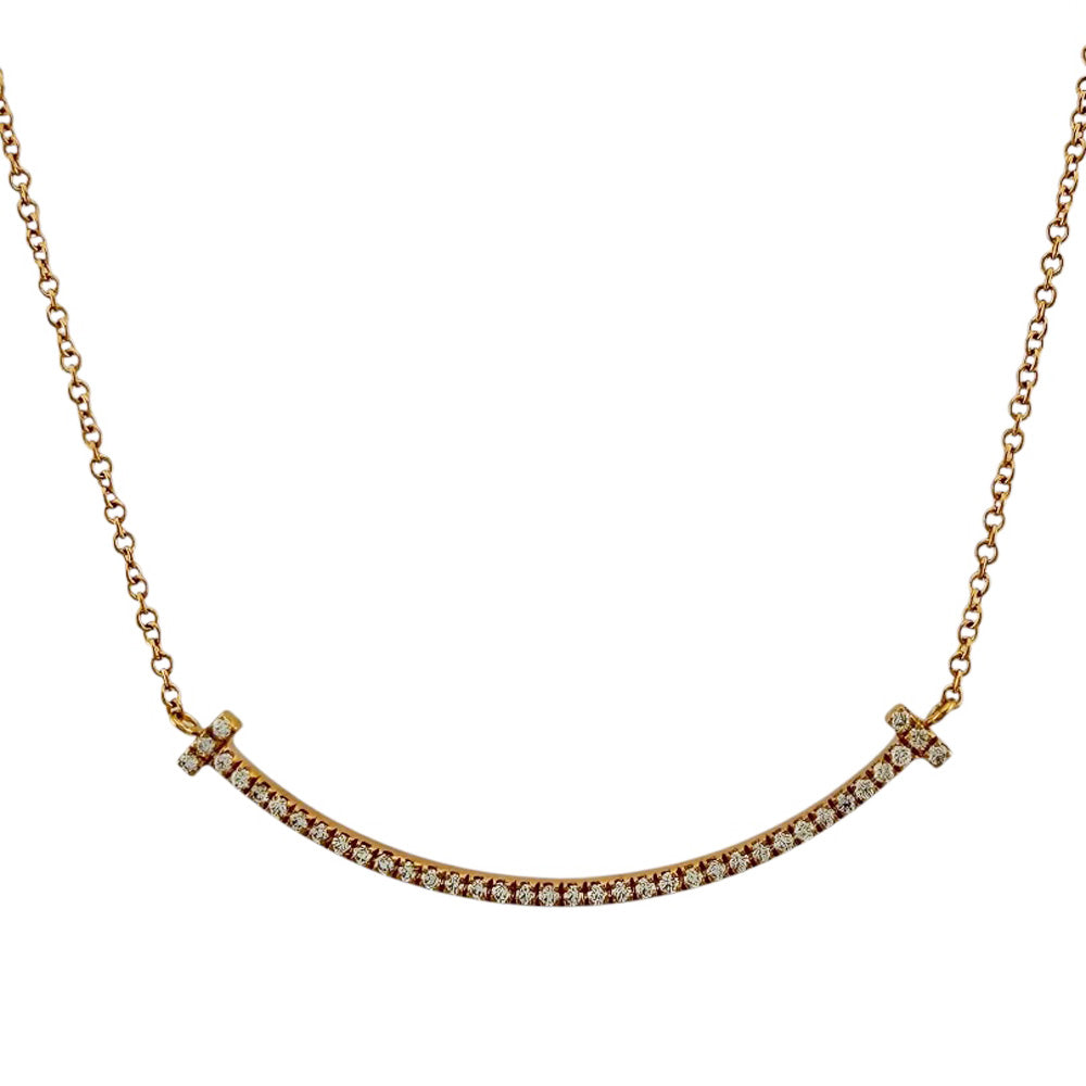 け*ー様 Tiffany&Co. T Smile Necklace 18K Go TIFFANY&Co. Tiffany T Smile Necklace 18K K18 Pink Gold Diamond