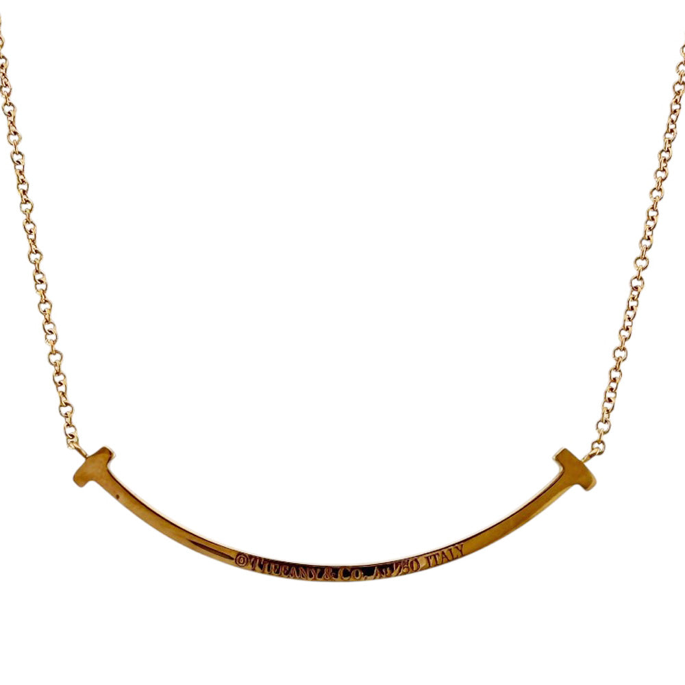 TIFFANY&Co. Tiffany T Smile Necklace 18K K18 Pink Gold Diamond