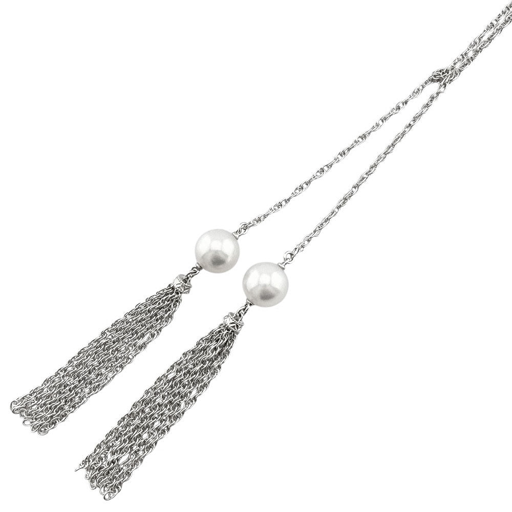 MIKIMOTO ミキモト ラリエット ネックレス 18金 K18ホワイトゴールド