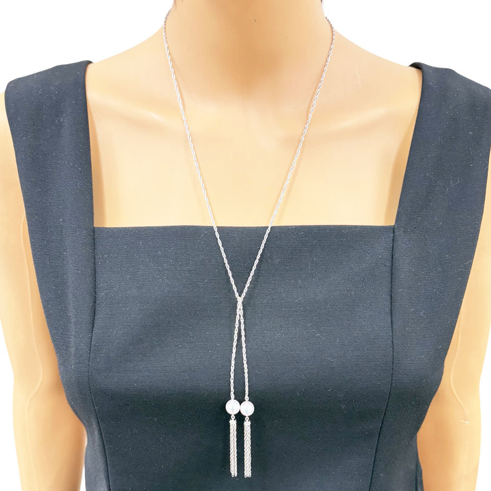 MIKIMOTO ミキモト ラリエット ネックレス 18金 K18ホワイトゴールド