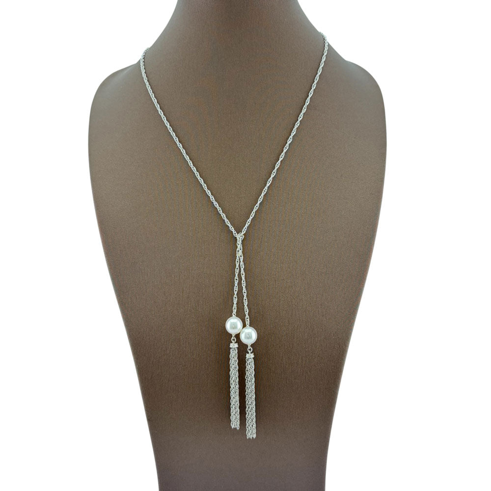 MIKIMOTO ミキモト ラリエット ネックレス 18金 K18ホワイトゴールド